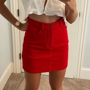 & Other Stories Corduroy Red Mini Skirt